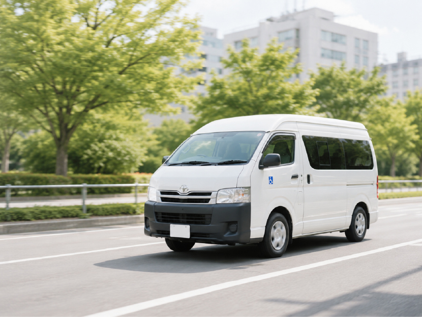 目的地まで送迎する車内の様子