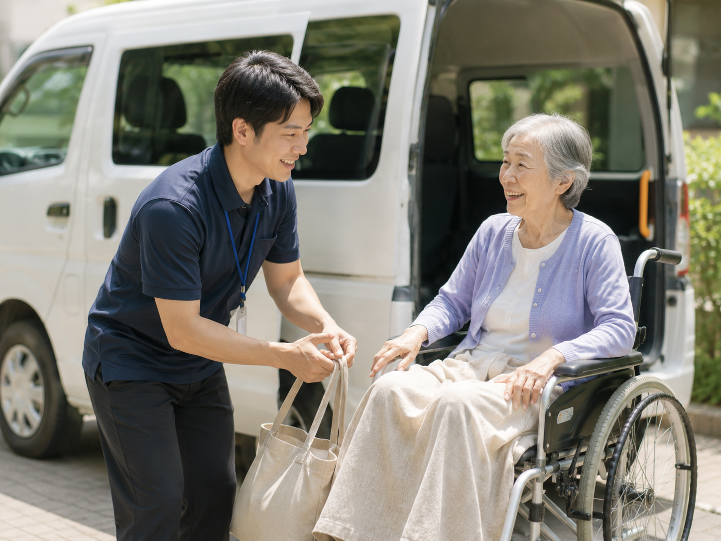 荷物の積み下ろしを手伝う様子