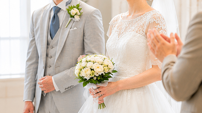 結婚式に参列する様子